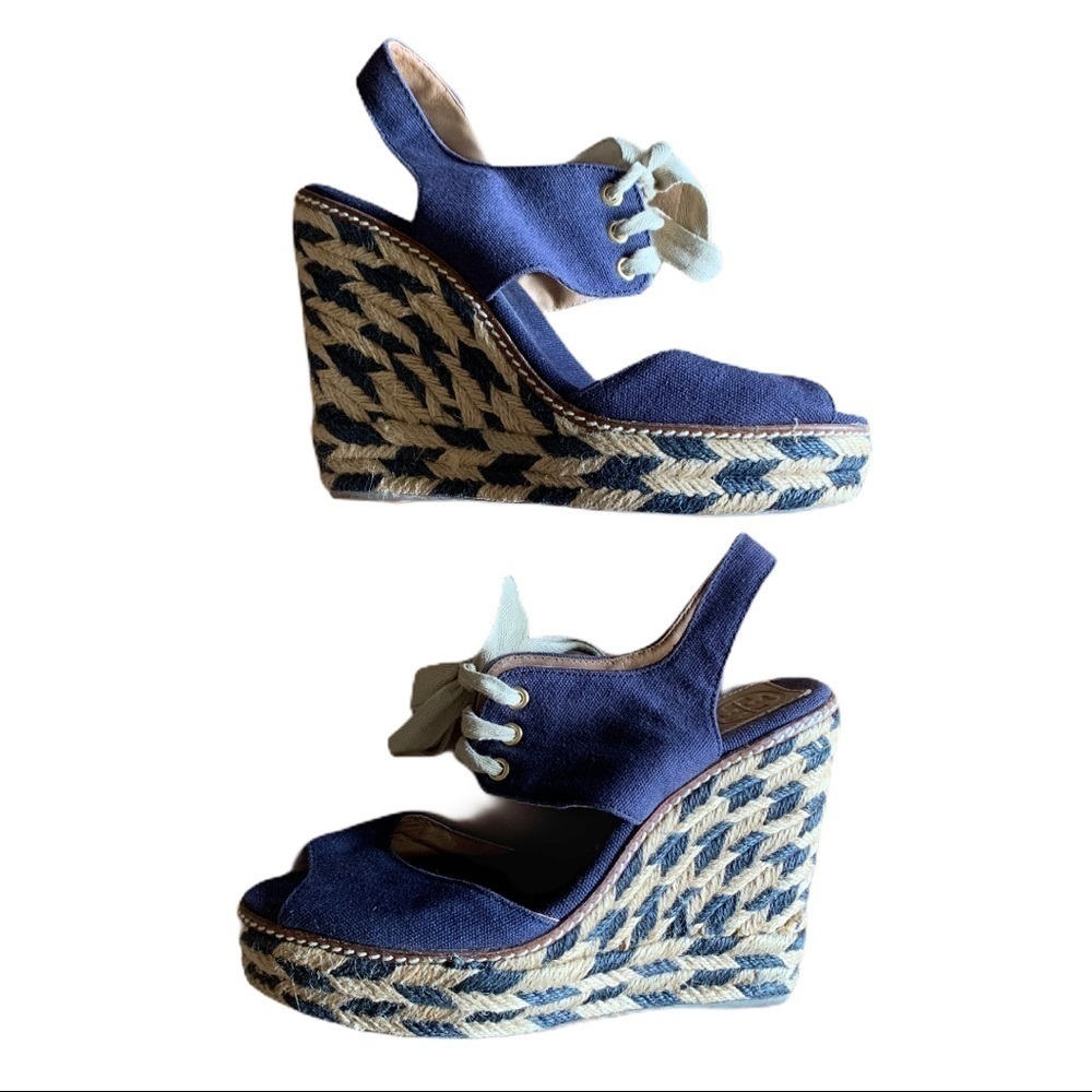 Tory Burch Blue Wedge Sandals